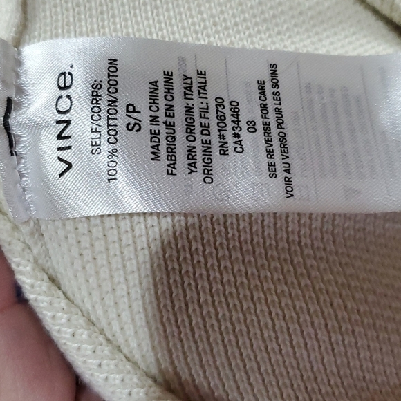 Vince cream colored waffle knit heavyweight thermal long sleeve euc - Picture 6 of 6